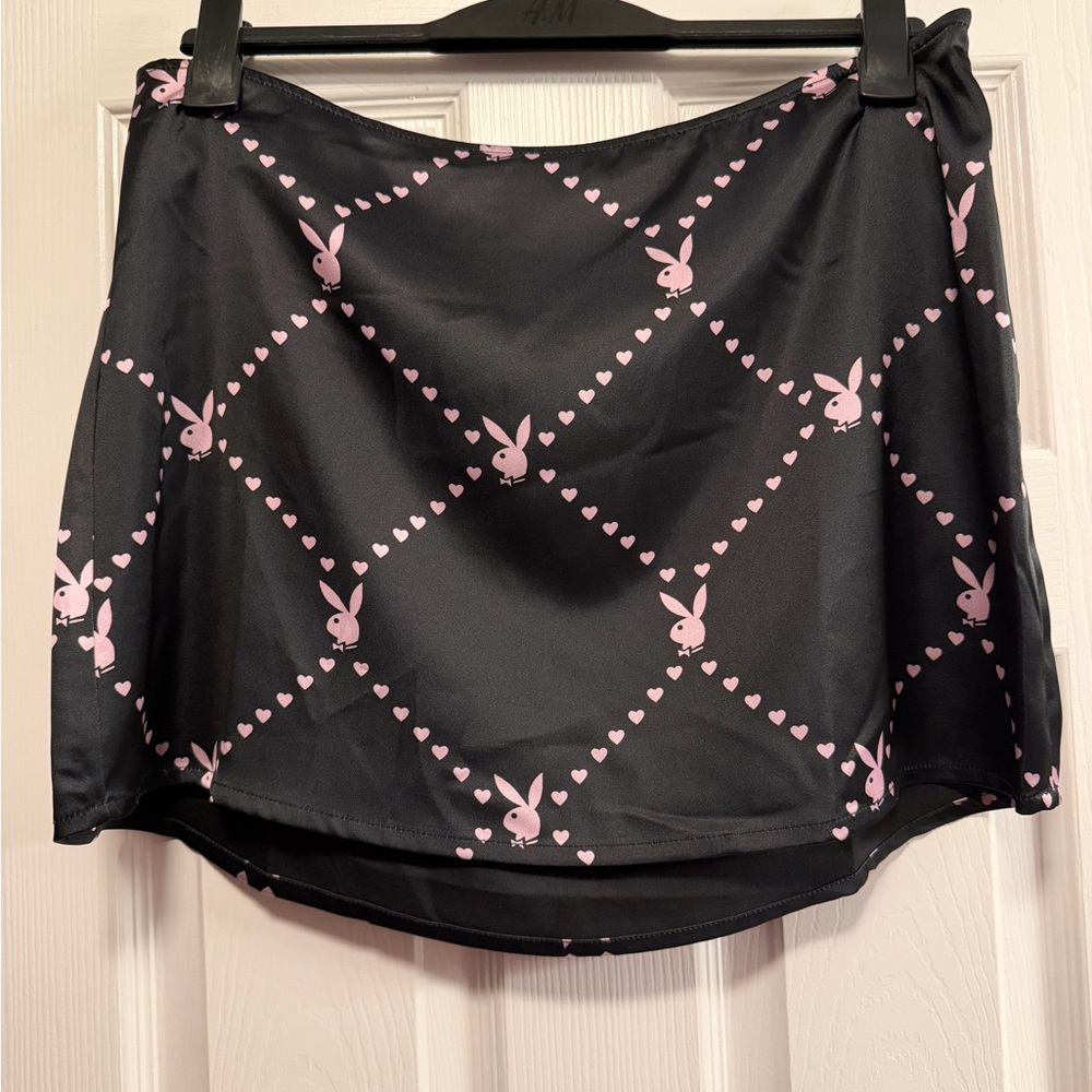 Dolls Kill x Playboy Black and Pink Patterned Mini Skirt